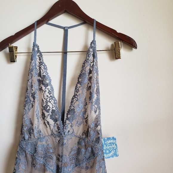 Free People Too Cute To Handle Lace Bodysuit Blue - Picture 12 of 14